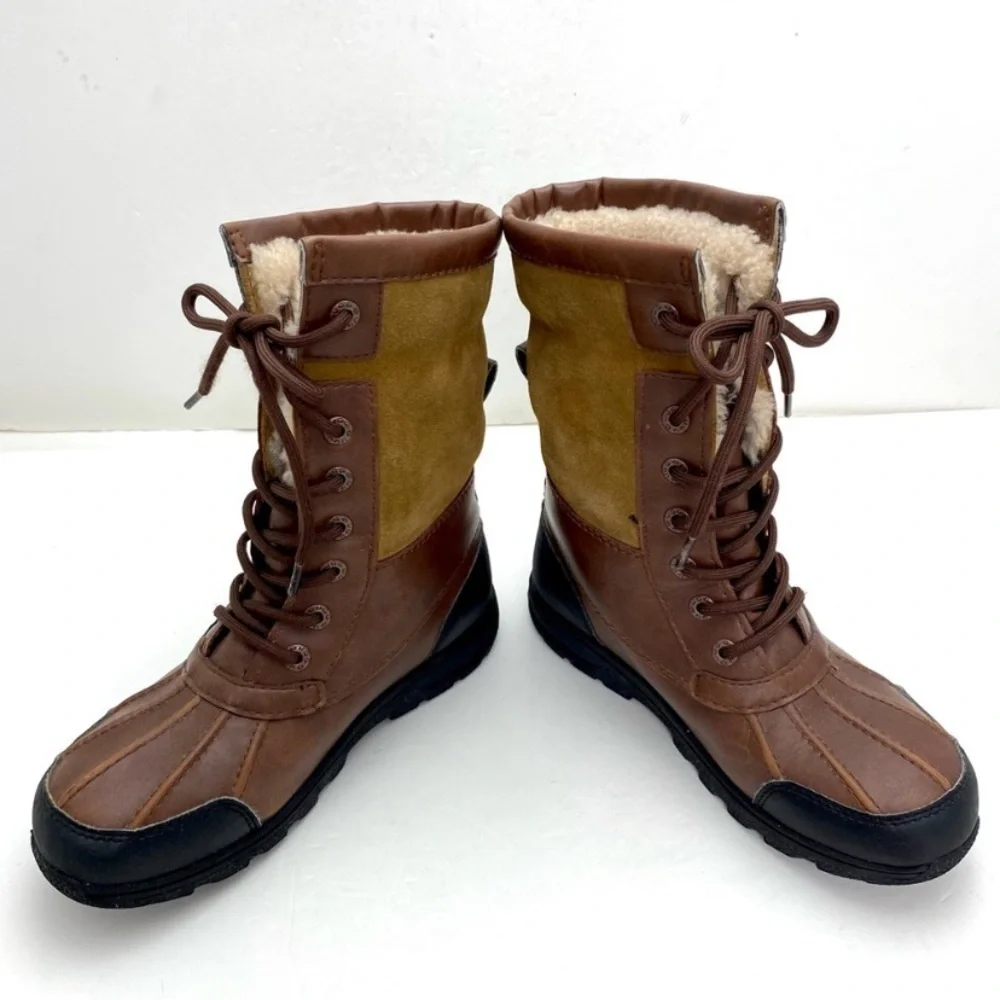 Ugg Butte II Boot Lace up Winter Snow Duck Boots Tan Brown Size 3 S/N 1098890K